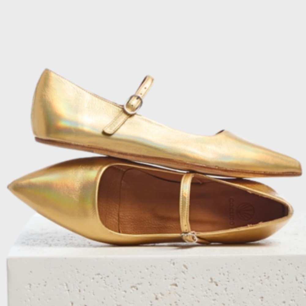 COCLICO Dream Mary Jane Iris Iridescent Leather in Gold size 39.5 US 8.5 -9
